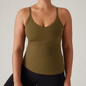 Athleta Elation V-Neck Built-In Bra Tank D-DD Army Green